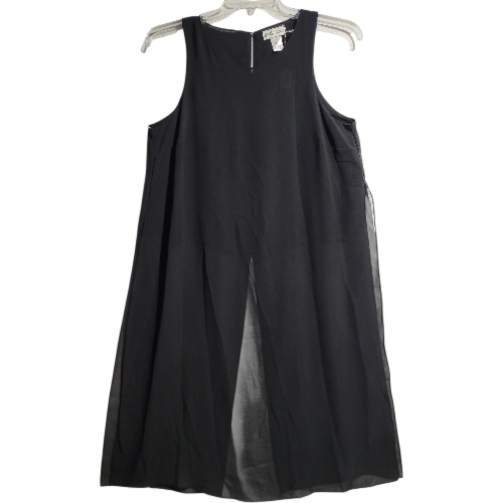 Go Fish Black Sleeveless Dress – Flowy Layered– Minimalist Chic